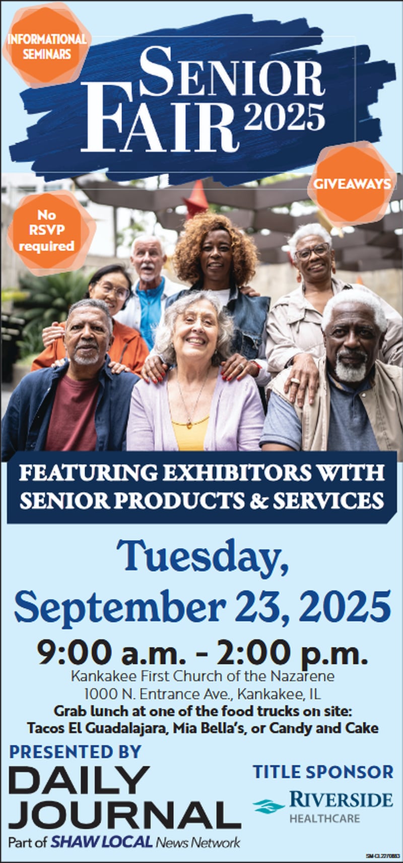 The flyer for the Daily Journal Senior Fair 2025, which runs 9 a.m. to 2 p.m. Tuesday, Sept. 23, and features many products and services for seniors along with informational seminars and giveaways.