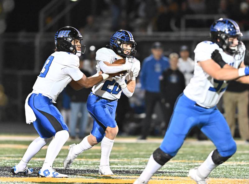 Lincoln Way East's running back Brody Gish in action during a non-conference game against Andrew on Friday, Oct. 18, 2024, at Tinley Park. (Dean Reid for Shaw Local News)