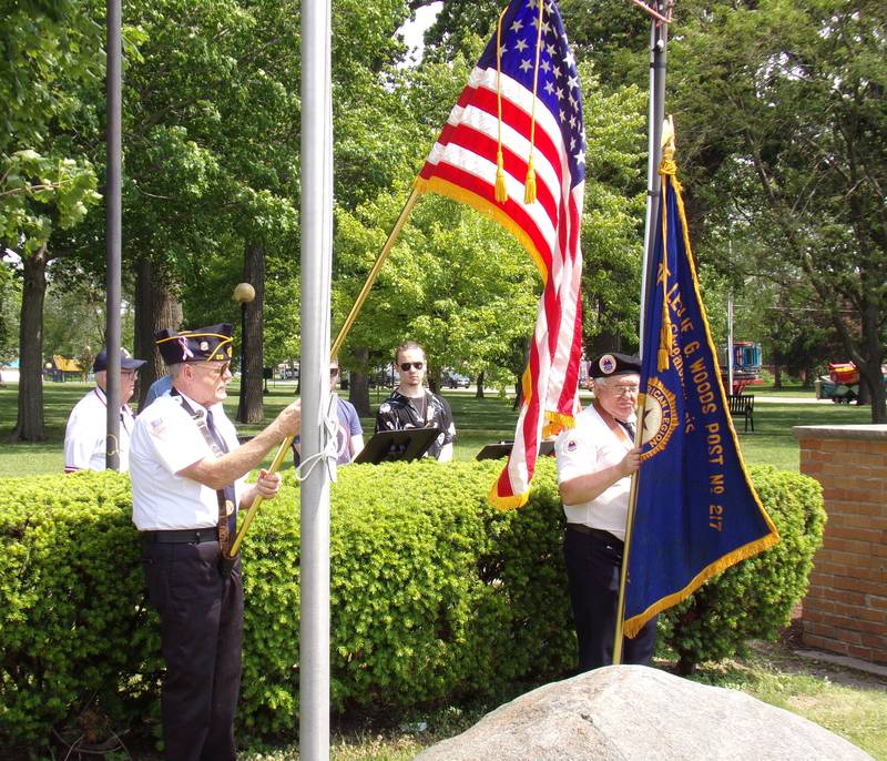 The presenting of the colors Monday, May 30, 2022, at the Memorial Day ceremony at Veterans Plaza in City Park in Streator.