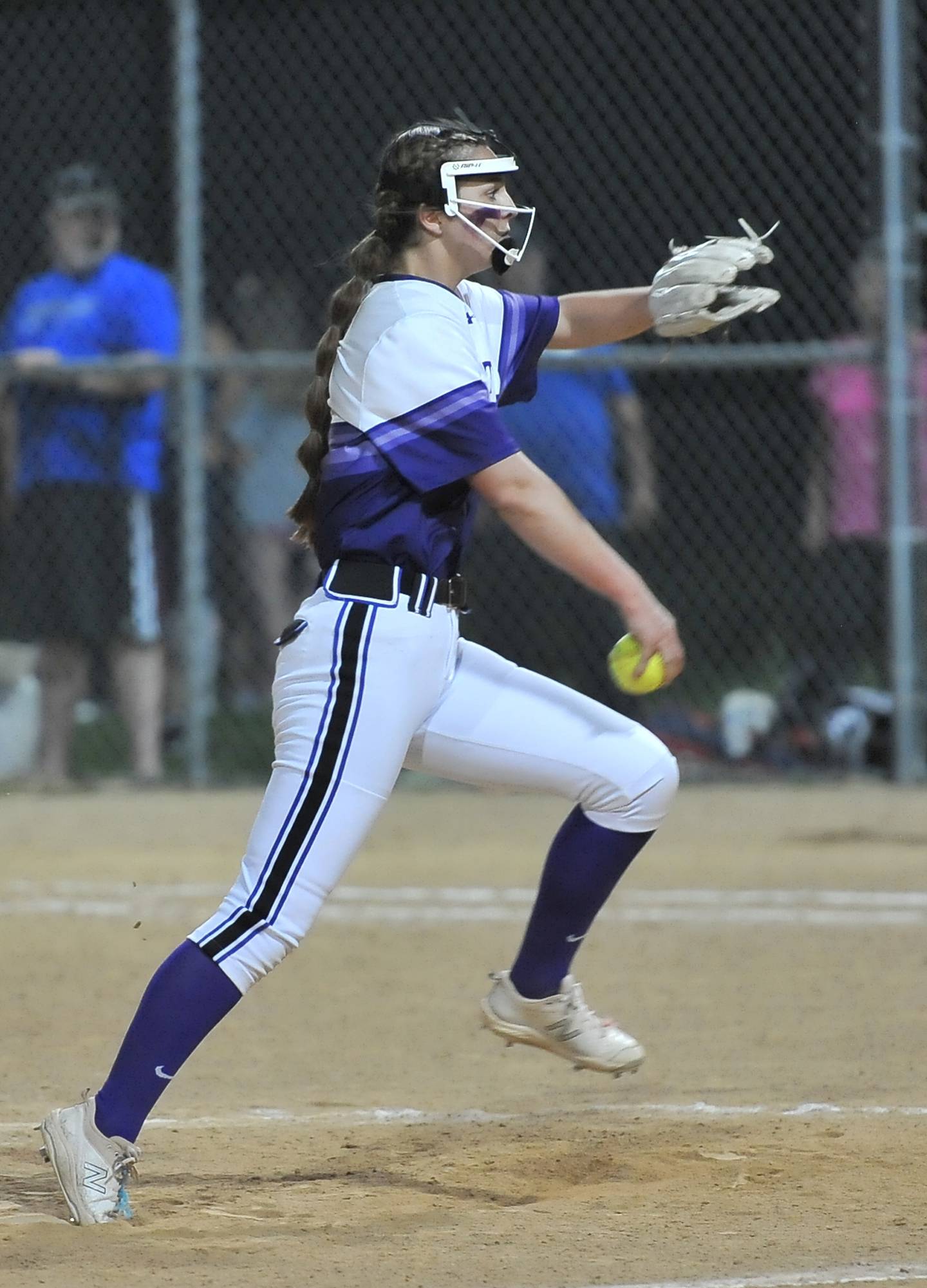 Downers Grove North relief pitcher Bridget Callaghan delivers to a Downers Grove South batter during a game on May. 12, 2022 at McCollum Park in Downers Grove.