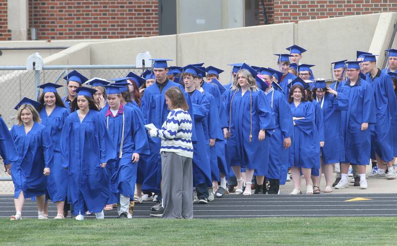 Princeton High School graduates walk in procession during the 156th annual Commencement on Saturday, May 17, 2025 at Bryant Field.
