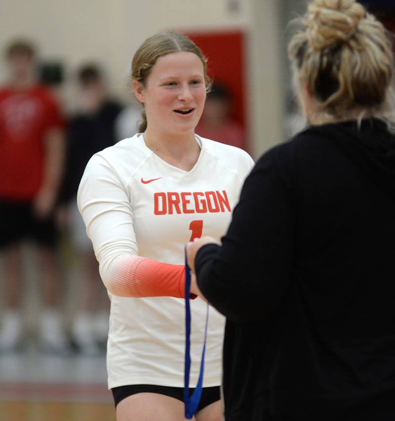 Oregon's Madi Shaffer was named to the all-tournament team at the Oregon Volleyball Tournament on Saturday, Sept. 7, 2024.