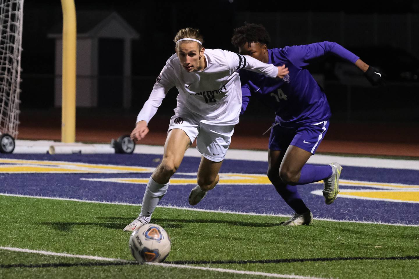 Lockport's Gabriel Czako runs down the ball against Collinsville in the Class 3A Bloomington Supersectional on Tuesday, Nov. 2, 2021.