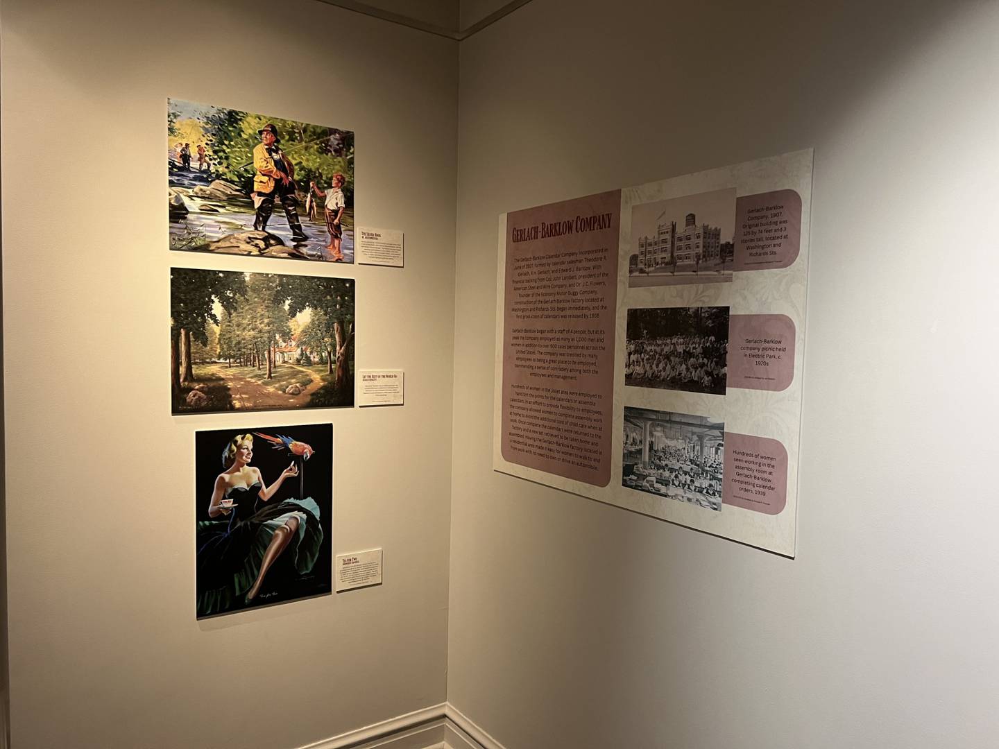 The Joliet Area Historical Museum’s newest exhibit showcases Gerlach Barklow Co. (calendar company) P. F. Volland Company (publisher) and Rust Craft Greeting Card Company.
