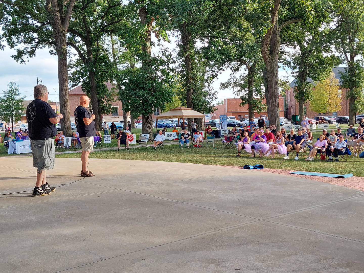 A few residents shared their experiences with drug addiction Saturday, Aug. 26, 2023, at City Park, during the Streator Overdose Awareness Memorial Walk.