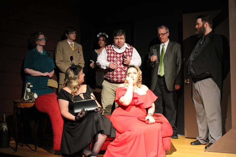 Starring in the Community Players of Streator performance of "Clue: On Stage" are (front row, from left) Amy Rankin, Alyssa Guerrero, (back row) Corrie Blakemore, Dalton Dean, Stacia Larson, Nik Frig, Chris Aubrey and Pete Hamilton. Six performances are scheduled June 11-12 and June 14-17.