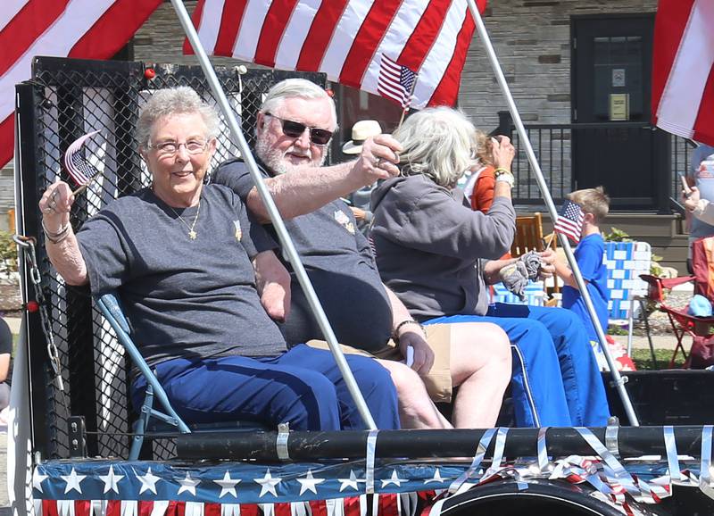 Princeton veterans ride a float during the 54th annual Homestead Festival parade on Saturday, Sept. 6, 2025 in Princeton.