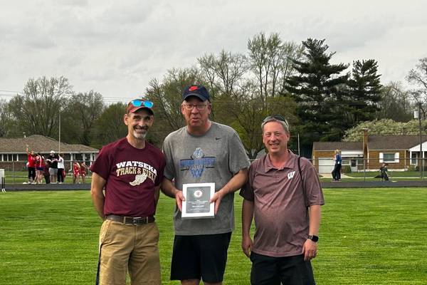 Tom Schroeder honored for volunteer work with Watseka track and field