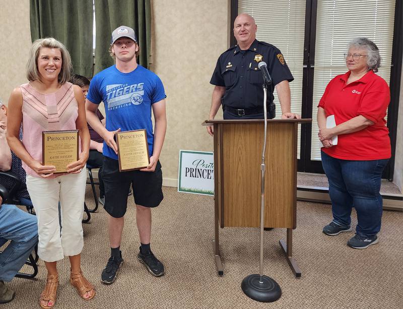 Princeton High School’s Justin Depauw and Katie Sayler were honored Monday night by the City of Princeton and the Princeton Police Department for the part they played in saving a student's life.