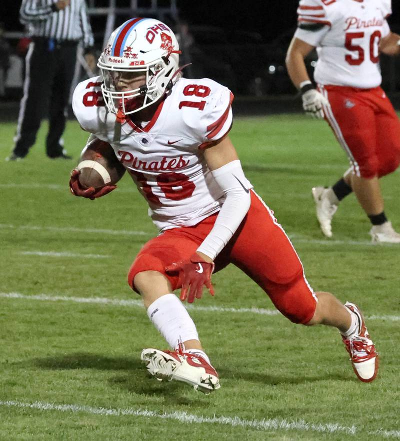 Ottawa's Jack Pongracz finds some open space to run during their game Friday, Sept. 27, 2024, at Sycamore High School.
