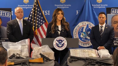 Homeland Security Secretary Kristi Noem at Elgin immigration arrest Tuesday