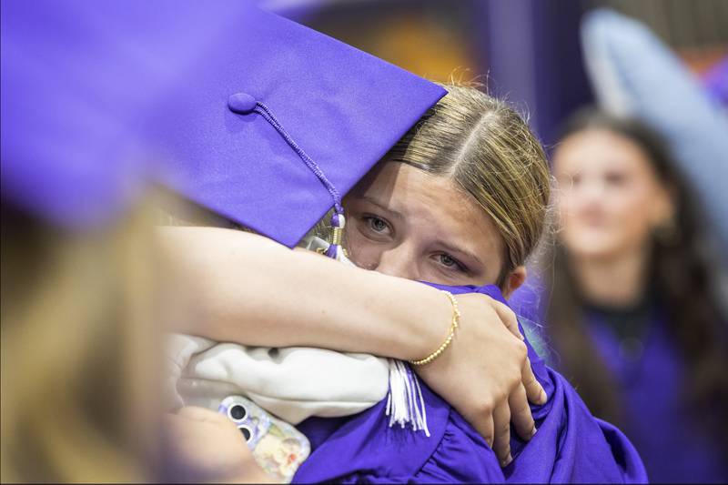 Emotions were high as parents, children and siblings hug and greet one another Wednesday, May 21, 2025, at Reagan Middle School. Dixon’s seniors will have their commencement this Sunday at DHS.
