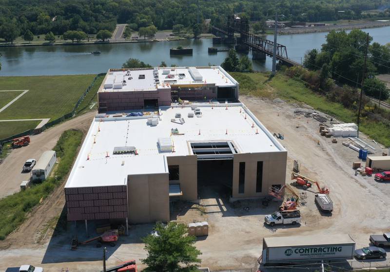 An aerial view of the progress of the YMCA building on Monday, Aug. 28, 2023 in Ottawa.