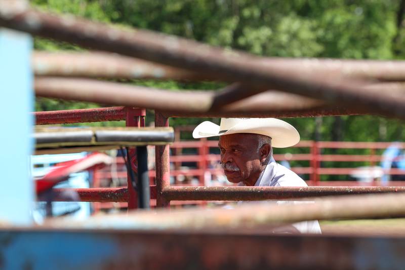Mike Latting, owner of Latting Rodeo Productions, runs the 50th Pembroke Rodeo on Sunday, May 24, 2026.