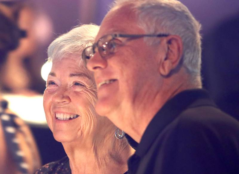 Sandy and Larry Garifo of Lake in the Hills, owners of The Heathers Senior Homes, share a moment with members of their staff during Shaw Media's Best of the Fox celebration at Lou’s Lounge at the Dole in Crystal Lake on Thursday, Sept. 18, 2025. The Heathers was recognized as The Best in the Memory Care Facility category.
