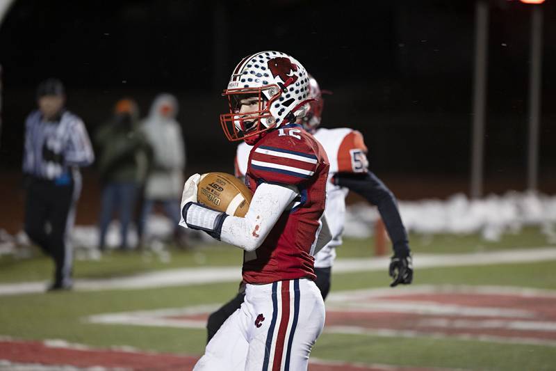 West Central’s Kaiden Droste runs it in for a touchdown Friday, Nov. 18, 2022 in the 8-man championship football game against Amboy.