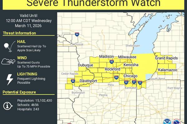 Severe thunderstorm warning for Will County and southern DuPage 