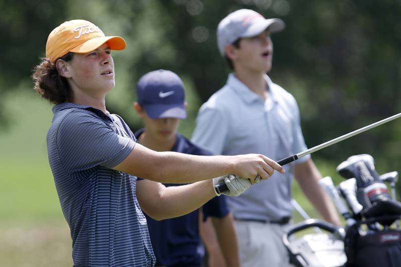 McHenry's Sam Huff tees off on the 5th hole during the McHenry County Junior Golf Association's Tournament of Champions on Thursday, Aug. 5, 2021 at Woodstock Country Club in Bull Valley.