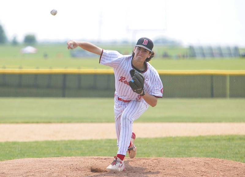 Benet's Gino Zagorac delivers a pitch against Kaneland at the Class 3A Kaneland Regional Final on Saturday, May 31, 2025 in Maple Park.