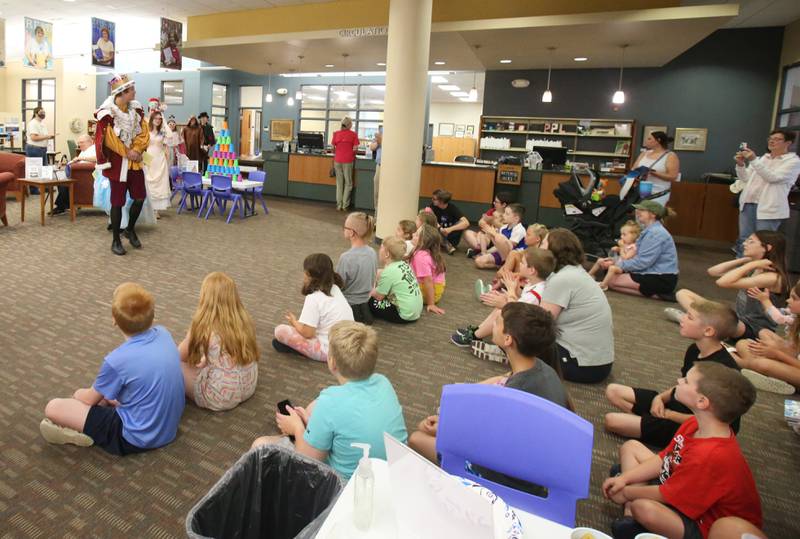 Children attend the Life-Sized Candy Land event on Friday, June 20, 2025 at the Princeton Public Library. Kids played as a gingerbred kid while meeting characters from the classic game portrayed by students from the Princeton High School Drama Department. Other games included minute to win it and each child got a bag of candy for attending.