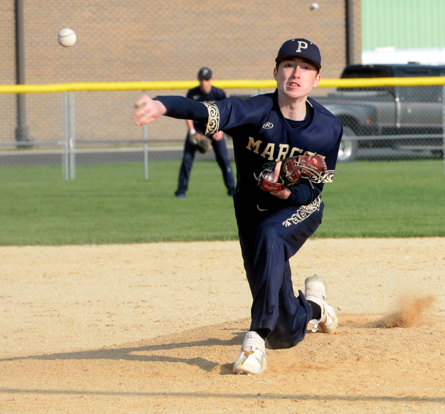 Polo's Nolan Hahn pitches against Ashton-Franklin Center during a Tuesday, April 25 game in Ashton.