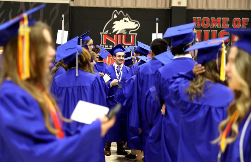 Geneva High School graduates line up for the 2024 commencement ceremony at Northern Illinois University in DeKalb on Tuesday, May 28, 2024.