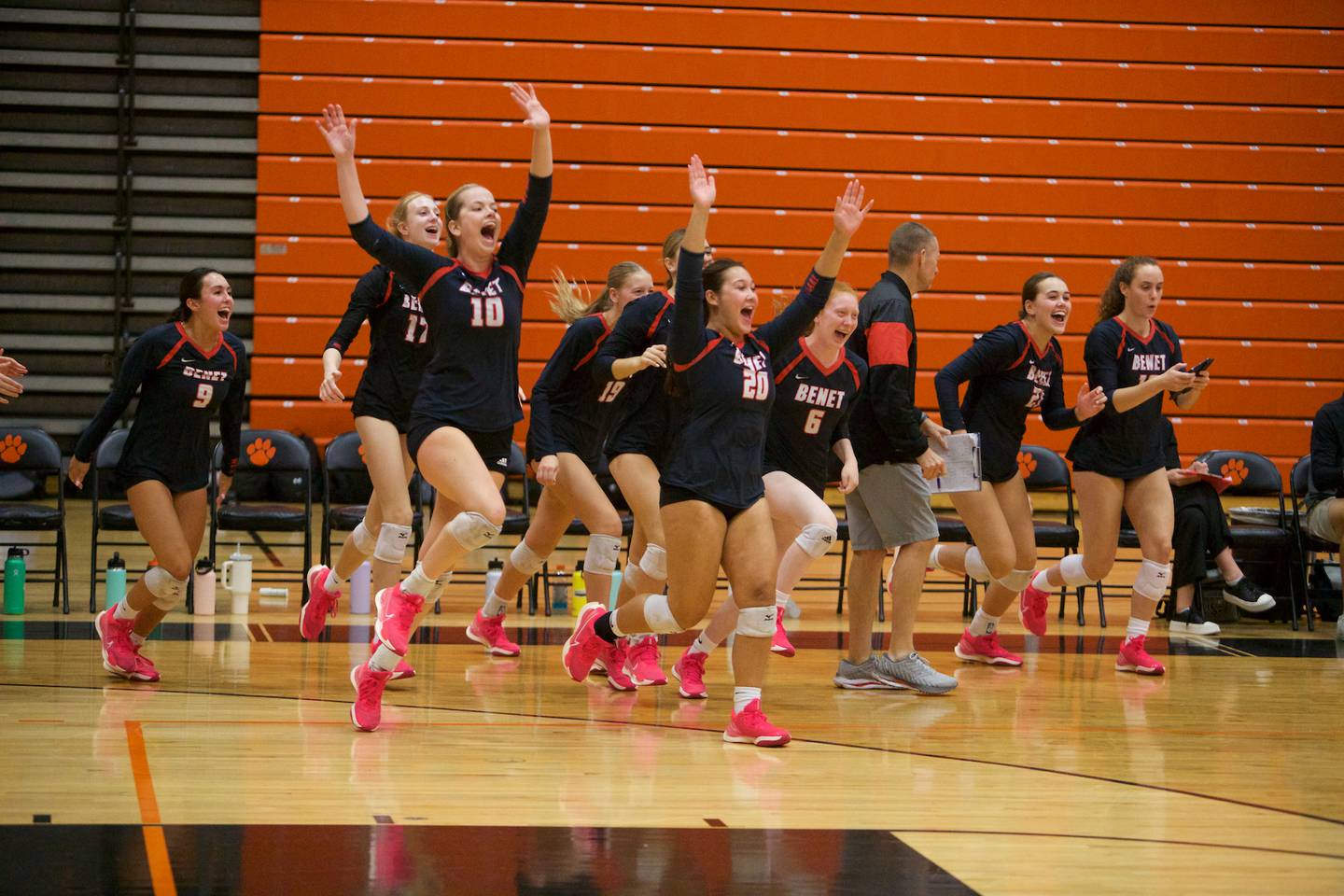 Benet celebrates the Win over Marist at the Wheaton Classic on Saturday, Sept. 16,2023 in Wheaton.