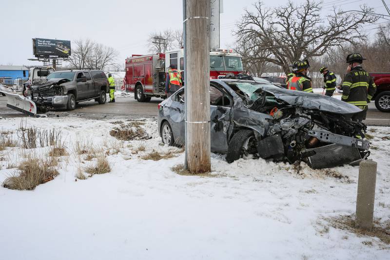 Three people were injured in a two vehicle crash Saturday, Jan. 15, 2022 at the intersection of Route 12 and Solon Road in Richmond.