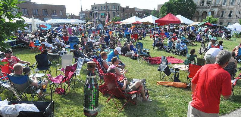 Crowds of people filled the lawn Saturday of the Jordan Block during the Ottawa 2 Rivers Wine Fest to take in some of the jazz entertainment.