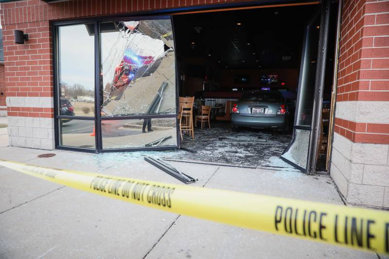 A car crashed into Wings and Rings, 1520 Carlemont Drive in Crystal Lake, on  Thursday, March 23, 2023.