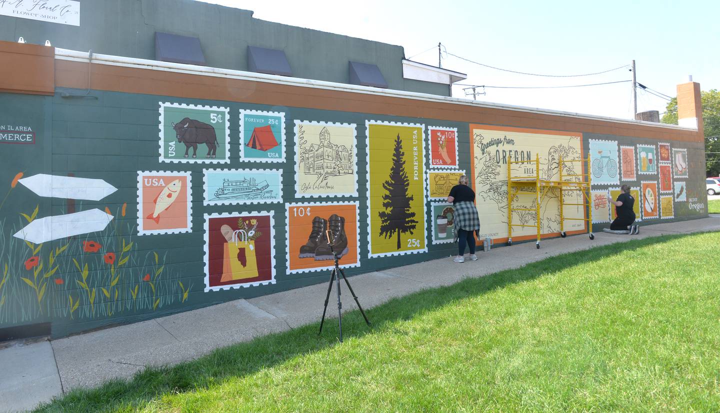 The new mural is located on the exterior wall of the Oregon Area Chamber of Commerce building at 122 N. 4th Street in Oregon.