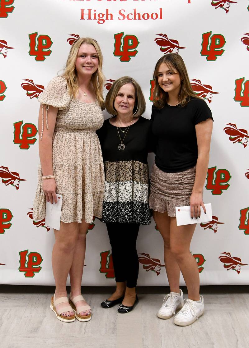 Emelia Hachenberger and Madison Vescogni received the Dr. A.J. Sellett Medical Scholarship for students planning to pursue a career in medicine. The scholarship was presented by Sharon Lamps.