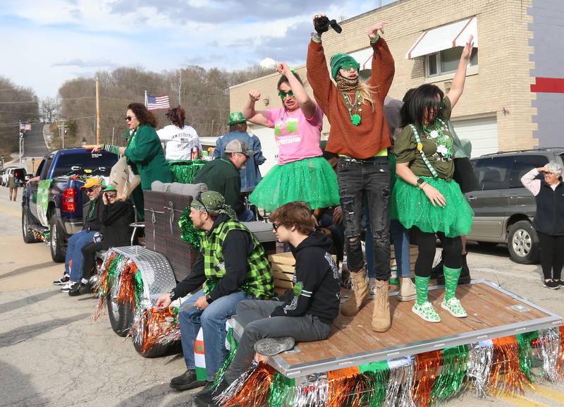 The Jamie's Outpost float makes it's way down Mill Street during the St. Patrick's Day parade on Saturday, March 16, 2024 downtown Utica.