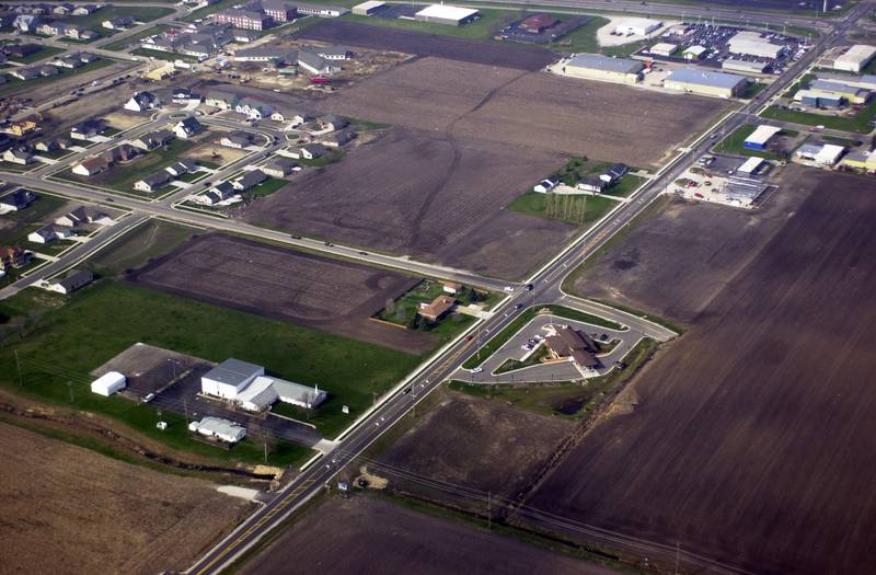 An aerial looking southwest near the intersection of North 29th Road (Wenzel Road) and Marquette Road on Wednesday, Jan. 6, 2005.