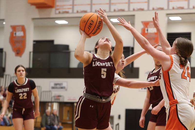 Lockport’s Addison Way takes a shot against Lincoln-Way West on Tuesday, Feb. 3, 2026 in New Lenox.