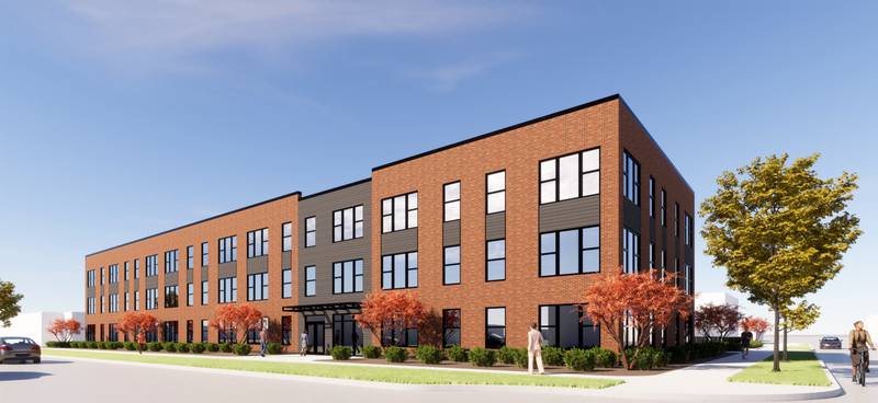 The apartment project proposed by J. Jeffers & Co. as seen from the 300 block of South Dearborn at the intersection of East Station Street in downtown Kankakee.