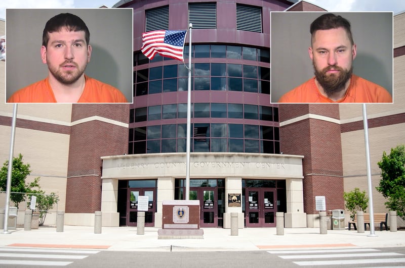 Insets of Michael A. Ferrante, left, and Matthew D. Lilla in front of a Northwest Herald file photo of the McHenry County courthouse.