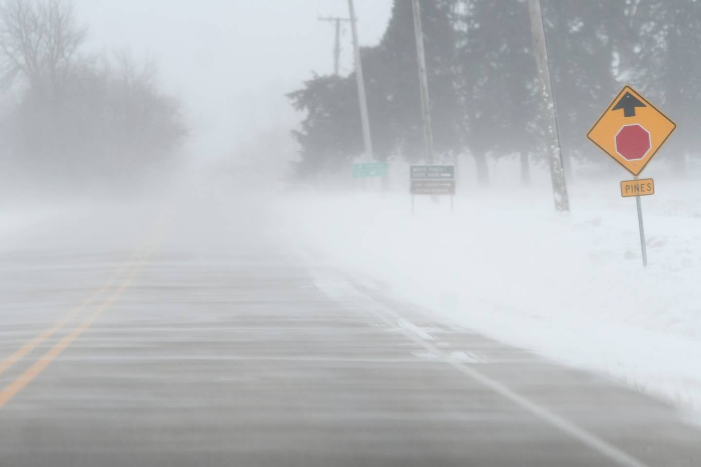 High winds and blowing snow made driving conditions dangerous on Friday  prompting officials to strongly advise motorists not to venture out during Friday's winter storm warning.