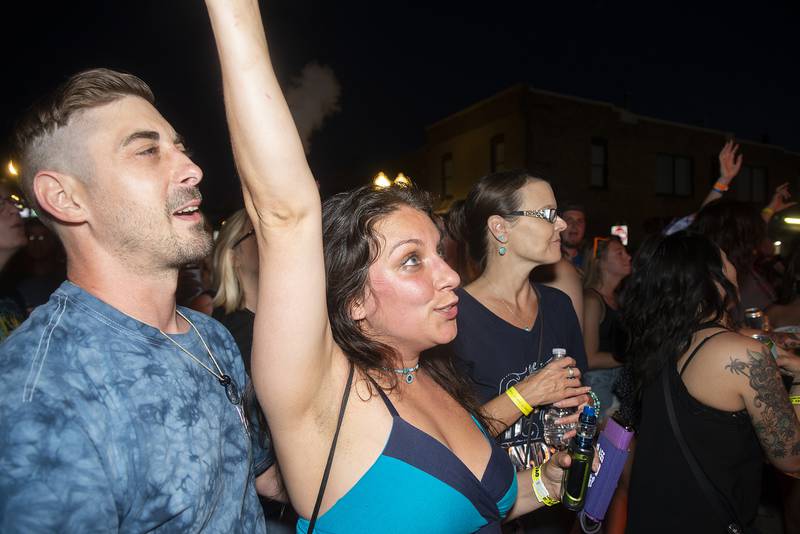 Fans of “Class Field Trip” dance and sing along Saturday, July 2, 2022 to the local band’s first ever show at Petunia Fest.