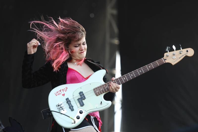 Skating Polly vocals and bassist Peyton Mckenna Bighorse performs on the Rise stage on day two of Riot Fest. Saturday, Sept. 18, 2022, in Chicago.