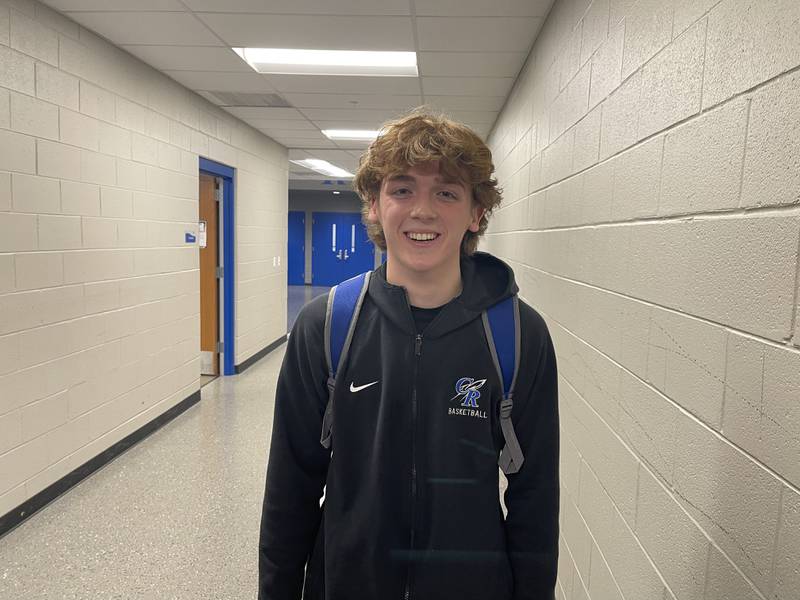 Burlington Central senior guard Nolan Milas following the Rockets' 68-54 victory over Neuqua Valley at the Central MLK Tournament on Saturday, Jan. 14.