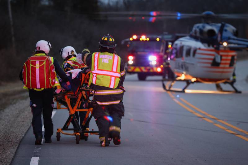 The Woodstock Fire/Rescue District responded Tuesday, March 21, 2023, to the 4900 block of North Route 47 for a reported rollover crash. The male driver was airlifted to Advocate Condell Medical Center in Libertyville with serious, life-threatening injuries