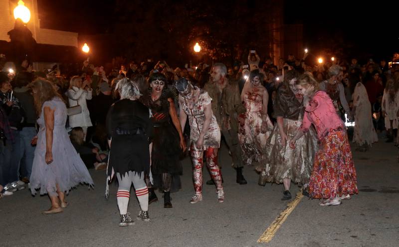 Zombies from Vargo’s Dance perform their “Thriller on 38” on Friday, Oct. 20, 2023 in Geneva.