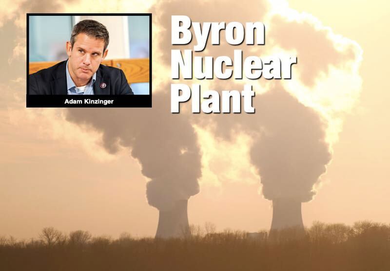 Web icon showing Rep. Adam Kinzinger and the Byron Nuclear Generating Plant.