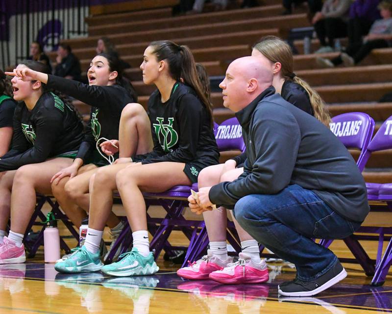 York's head coach Brandon Collings looks on during the game on Tuesday Dec. 3, 2024, while traveling to take on Downers Grove North High School.