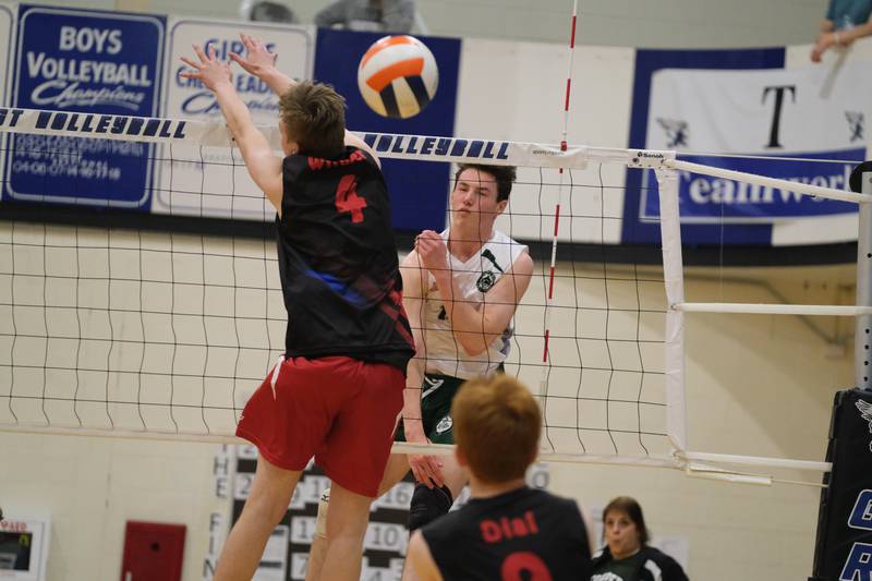 Glenbard West’s Danny Dorsey powers a shot against Roncalli (IN) in the Lincoln-Way East Tournament title match. Saturday, April 30, 2022, in Frankfort.