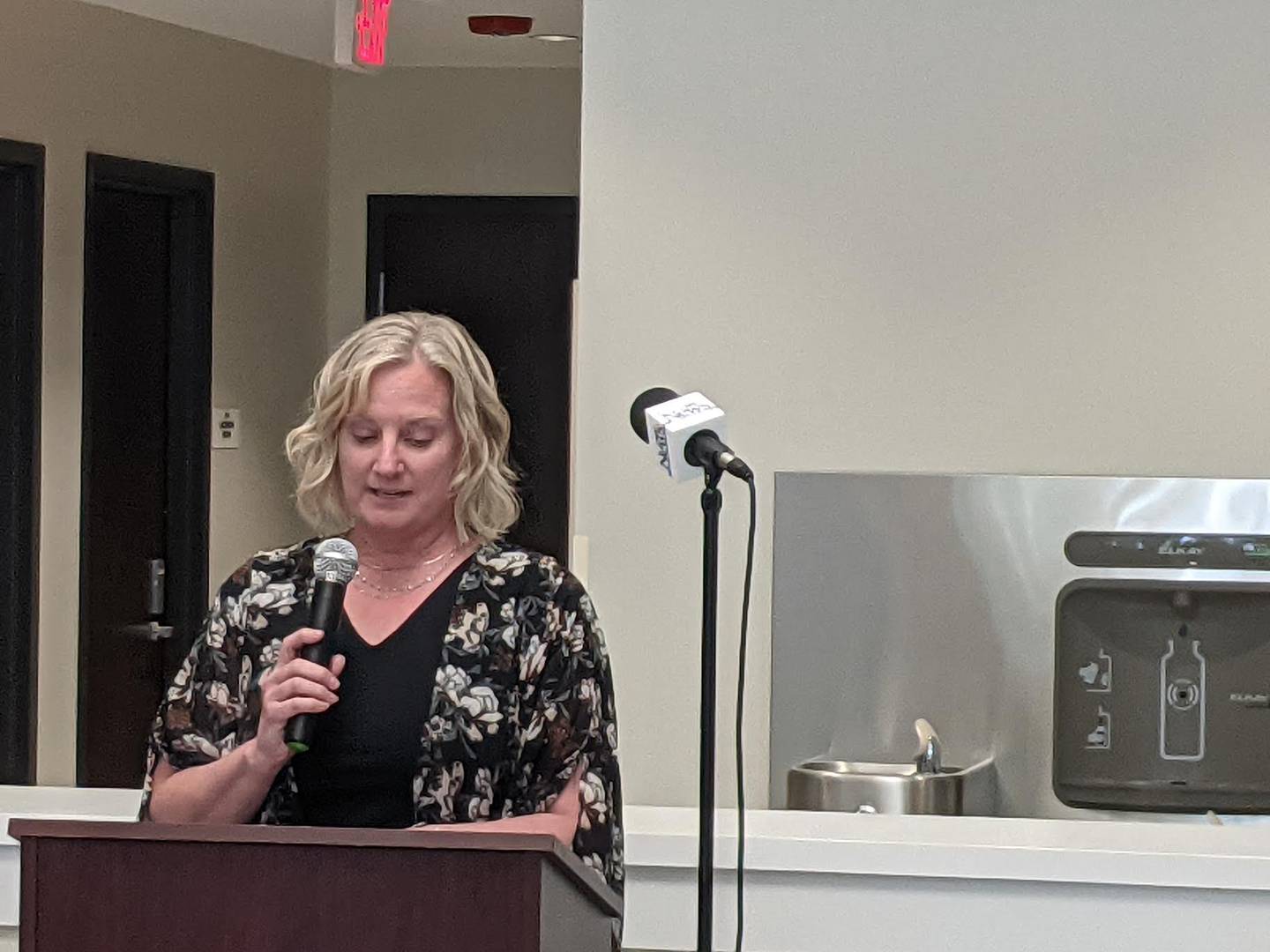 Kendall County Clerk and Recorder Debbie Gillette speaks at the June 18 ribbon-cutting ceremony for the new County Office Building II.