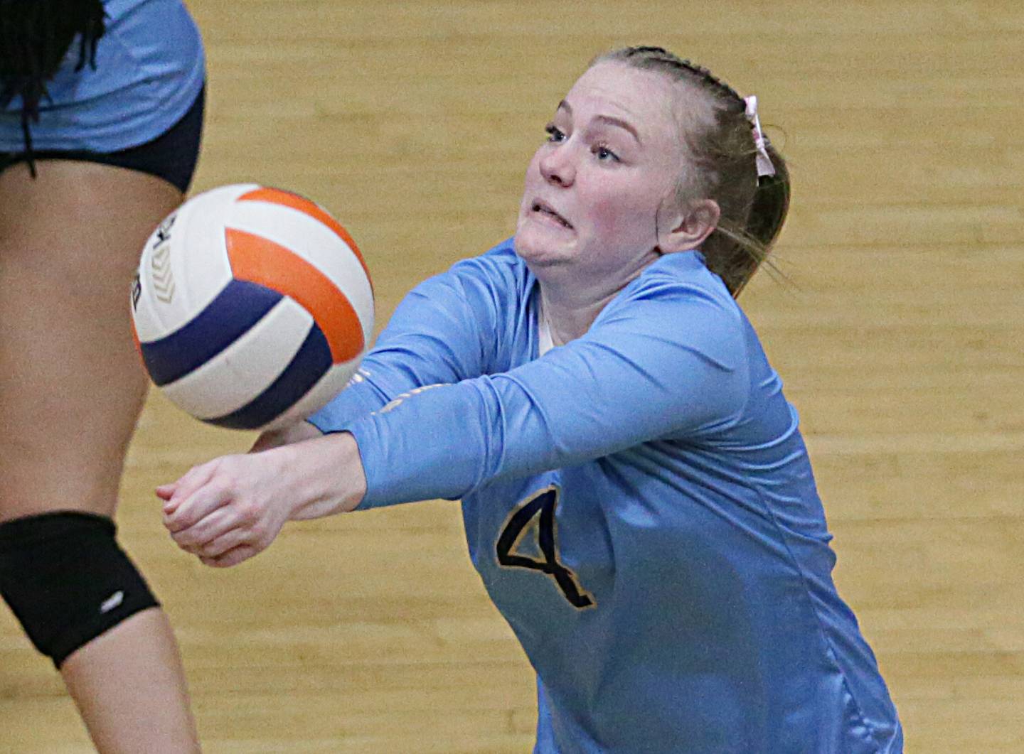 Marquette's Kaylee Killelea hits the ball against St. Bede on Monday, Oct. 17, 2022 at Bader Gymnasium in Ottawa.