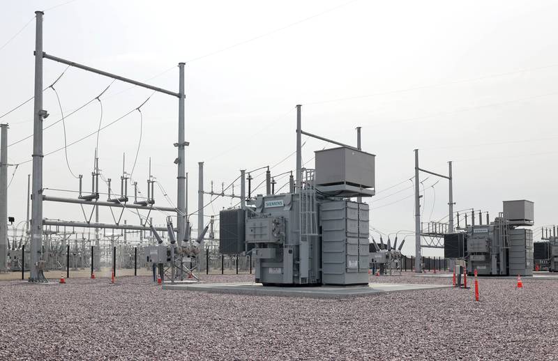 The electrical substation Wednesday, April 27, 2022, at the Meta DeKalb Data Center.