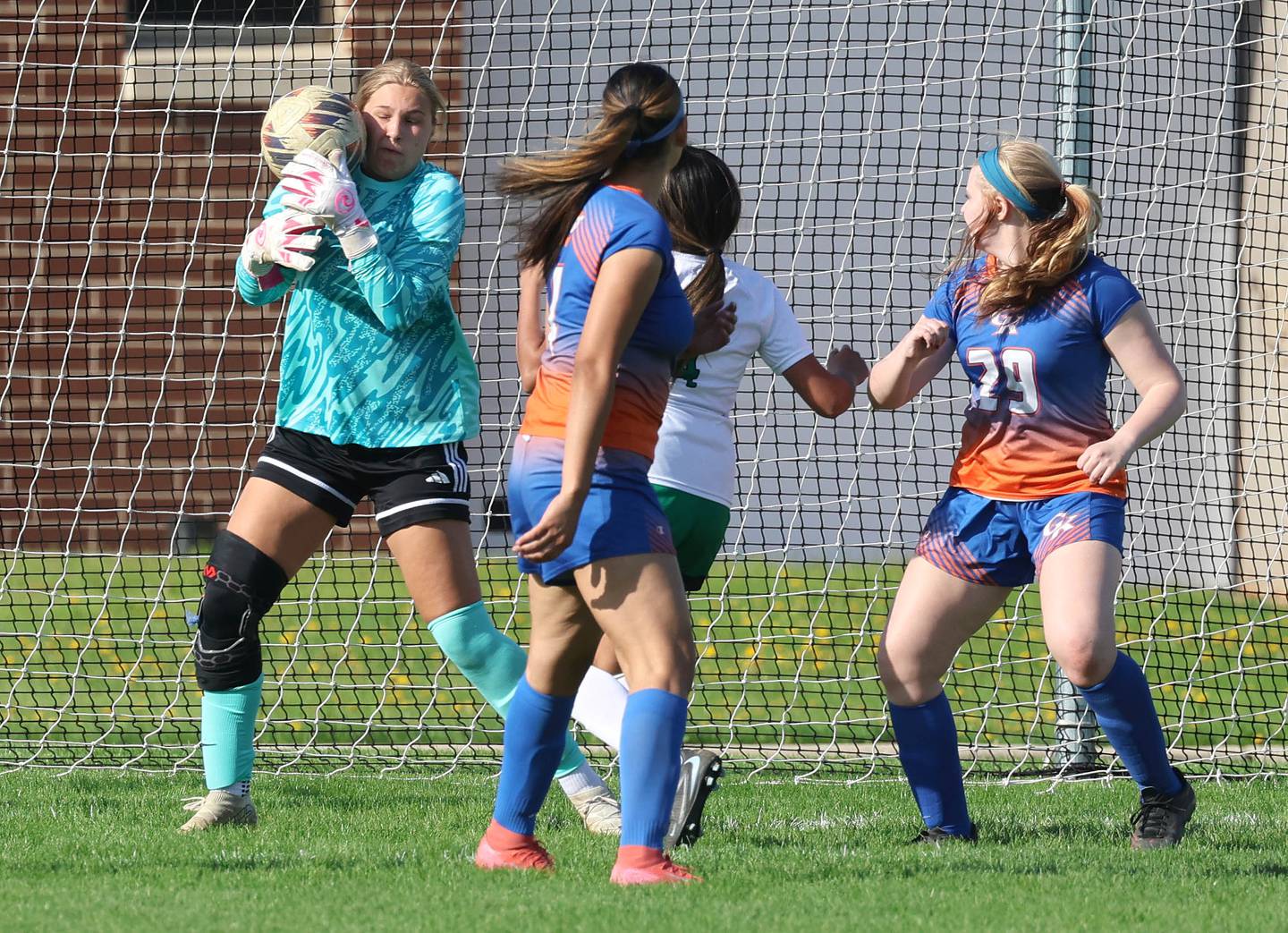 Genoa-Kingston's Madelynn Swanson makes a save Thursday, April 23, 2026, during their game against North Boone at Genoa-Kingston High School.